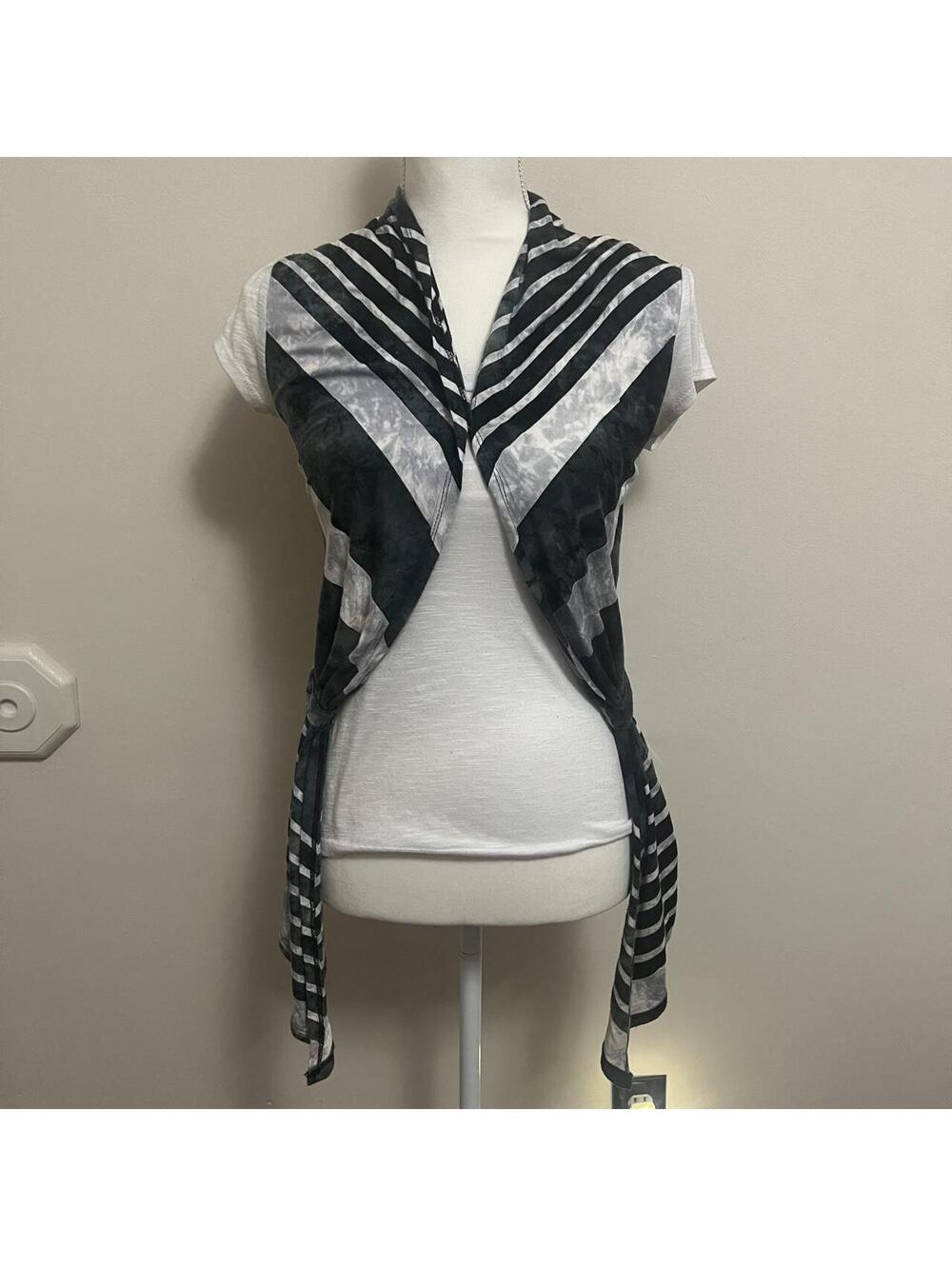 Y2K Black & Gray Striped Asymmetrical Top Cyber Avant Garde